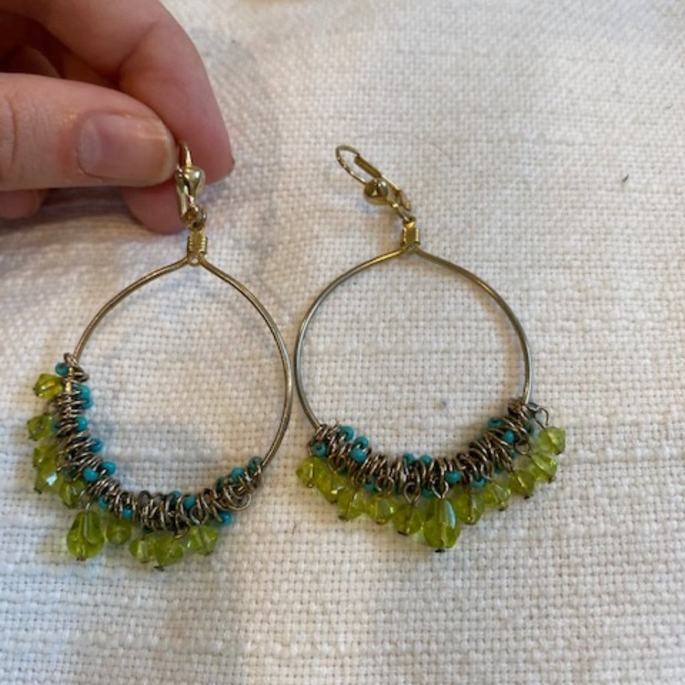 Beaded Earrings Front Hoop Dangle